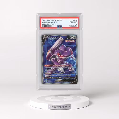 2021 Pokémon Sword & Shield Fusion Strike #254 Genesect V - Holo Full Art (PSA 10 GEM MINT)