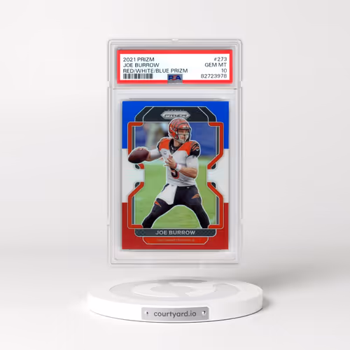 2021 Panini Prizm #273 Joe Burrow - Red/White/Blue Prizm (PSA 10 GEM MINT)