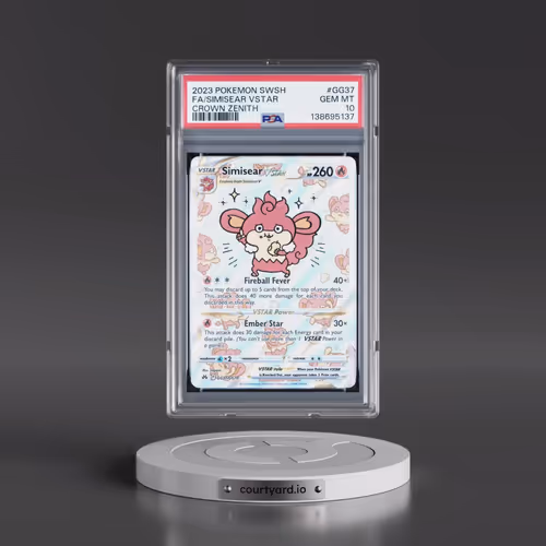 2023 Pokémon Sword and Shield Crown Zenith #GG37 Simisear Vstar - Full Art (PSA 10 GEM MINT)