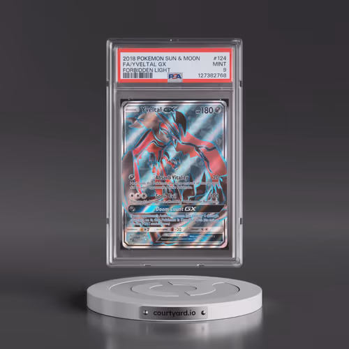 2018 Pokémon Sun & Moon Forbidden Light #124 Yveltal GX - Holo Full Art (PSA 9 MINT)