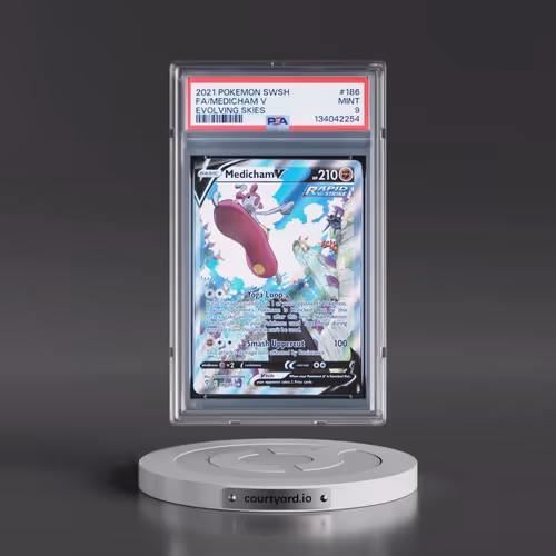 2021 Pokémon Sword & Shield Evolving Skies #186 Medicham V - Holo Full Art (PSA 9 MINT)