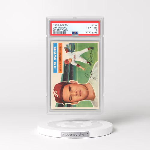 1956 Topps #114 Jim Owens - White Back (PSA 6 EX-MT)