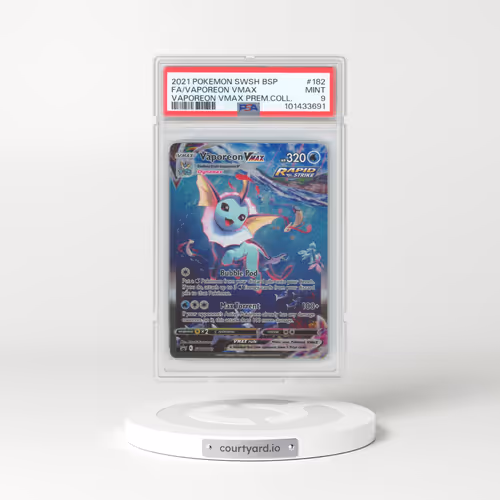 2021 Pokémon Swsh Black Star Promo #182 Vaporeon Vmax - Full Art Vaporeon Vmax Premium Collection (PSA 9 MINT)
