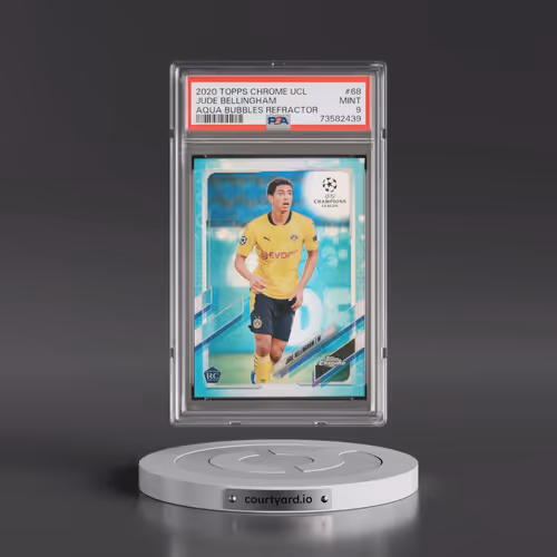 2020 Topps Chrome UEFA Champions League #68 Jude Bellingham - Aqua Bubbles Refractor (PSA 9 MINT)
