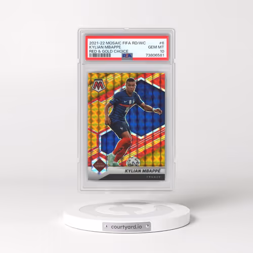 2021-2022 Panini Mosaic FIFA Road to World Cup #6 Kylian Mbappe - Red & Gold Choice (PSA 10 GEM MINT
