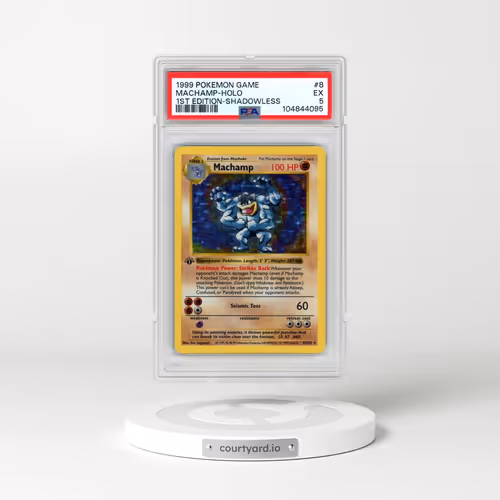 1999 Pokémon Game #8 Machamp - 1st Edition Holo Shadowless (PSA 5 EX)