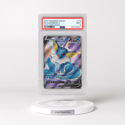 2021 Pokémon Sword & Shield Evolving Skies #172 Vaporeon V - Holo Full Art (PSA 9 MINT)