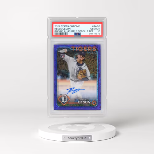 2024 Topps Chrome Rookie Autographs #RARO Reese Olson - Purple Speckle Refractor (PSA 10 GEM MINT)