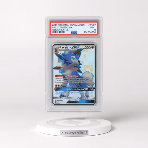 2019 Pokémon Sun & Moon Hidden Fates #SV67 Lycanroc GX - Holo Full Art (PSA 9 MINT)