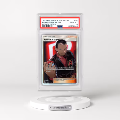 2019 Pokémon Sun & Moon Hidden Fates #67 Giovanni's Exile - Full Art (PSA 10 GEM MINT)