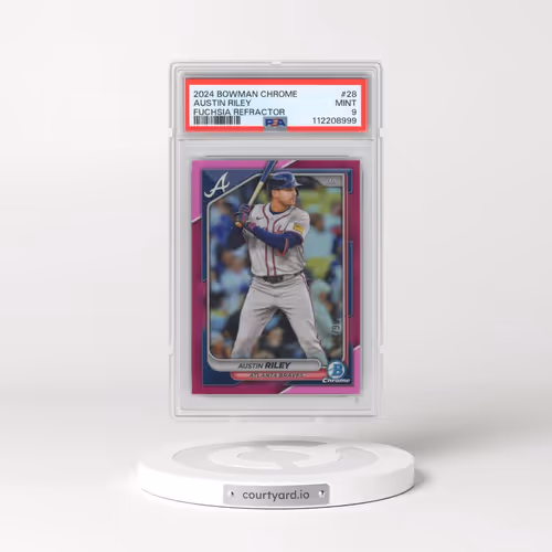 2024 Bowman Chrome #28 Austin Riley - Fuchsia Refractor (PSA 9 MINT)