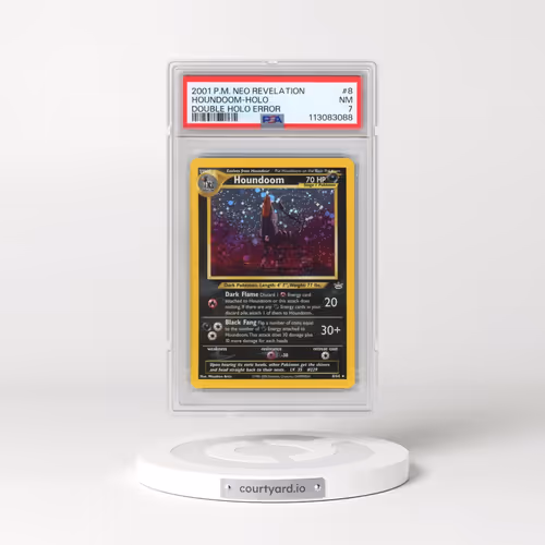 2001 Pokémon Neo Revelation #8 Houndoom - Double Holo Error (PSA 7 NM)
