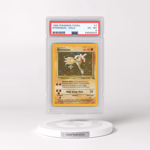 1999 Pokémon Fossil #7 Hitmonlee - Holo (PSA 6 EX-MT)