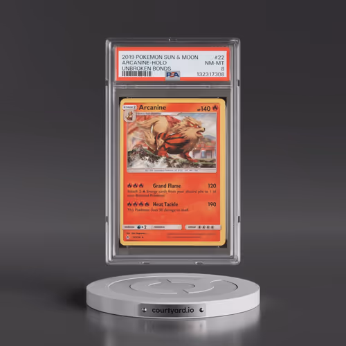 2019 Pokémon Sun & Moon Unbroken Bonds #22 Arcanine - Holo (PSA 8 NM-MT)