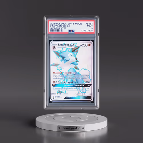 2019 Pokémon Sun & Moon Hidden Fates #SV67 Lycanroc GX - Holo Full Art (PSA 9 MINT)