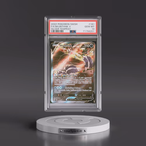 2022 Pokémon Sword & Shield Silver Tempest #181 Skuntank V - Holo Full Art (PSA 10 GEM MINT)