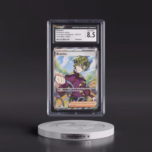 2025 Prismatic Evolutions - PRE EN #135/131 Brassius - Ultra Rare Holo (CGC 8.5 NM-MT+)