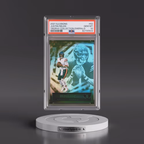 2021 Panini Illusions #62 Justin Fields - Trophy Collection Emerald (PSA 10 GEM MINT)