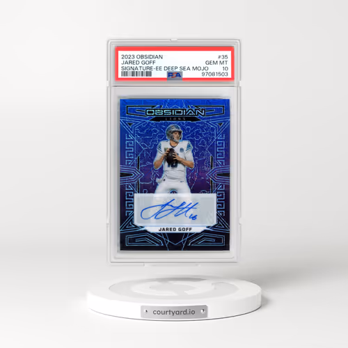 2023 Panini Obsidian #35 Jared Goff - Signature-Electric Etch Deep Sea Mojo (PSA 10 GEM MINT)