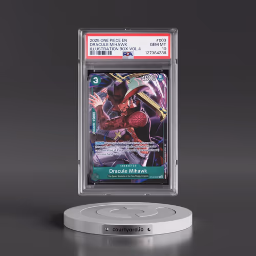 2025 One Piece Promos #003 Dracule Mihawk - Illustration Box Vol.4 (PSA 10 GEM MINT)