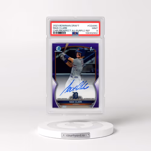 2023 Bowman Draft Chrome Prospect Autograph #CDAMC Max Clark - Purple Refractor (PSA 9 MINT)