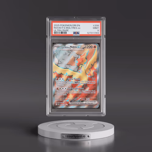 2025 Pokémon Dri EN-Destined Rivals #208 Team Rocket's Moltres EX - Holo Ultra Rare (PSA 9 MINT)