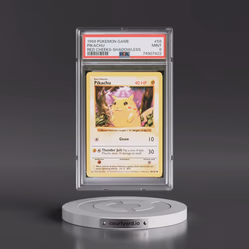 1999 Pokémon Game #58 Pikachu - Shadowless Red Cheeks (PSA 9 MINT)