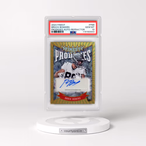 2024 Topps Finest Prodigies Autographs #PBB Brock Bowers - Refractor (PSA 10 GEM MINT)