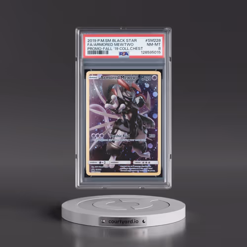 2019 Pokémon SM Black Star Promo #SM228 Armored Mewtwo - Full Art Fall 2019 Collector Chest (PSA 8 N