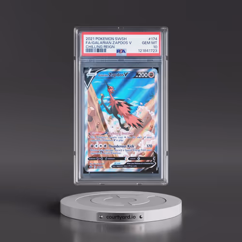 2021 Pokémon Sword & Shield Chilling Reign #174 Galarian Zapdos V - Holo Full Art (PSA 10 GEM MINT)