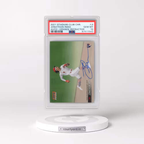 2021 Topps Stadium Club Chrome Base Autographs #JI Jonathan India - Orange Refractor (PSA 10 GEM MIN