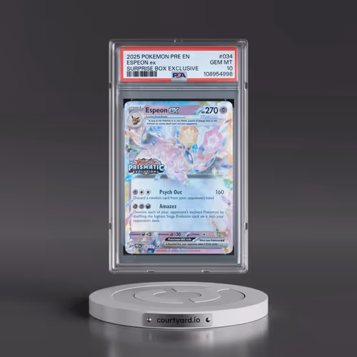 2025 Pokémon Pre EN-Prismatic Evolutions #034 Espeon EX - Holo Surprise Box Exclusive (PSA 10 GEM MI