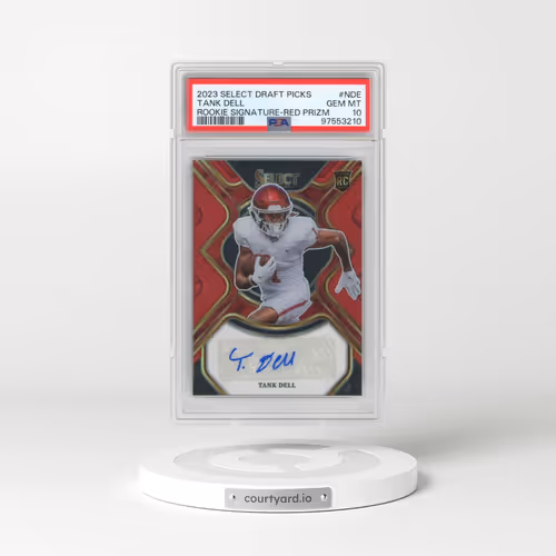 2023 Panini Select Draft Picks Rookie Signatures #NDE Tank Dell - Red Prizm (PSA 10 GEM MINT)