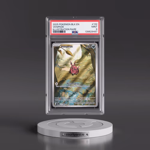 2025 Pokémon Blk EN-Black Bolt #132 Venipede - Illustration Rare (PSA 9 MINT)