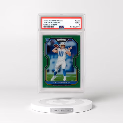 2020 Panini Prizm #325 Justin Herbert - Green Prizm (PSA 9 MINT)
