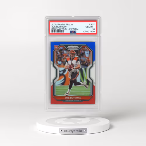 2020 Panini Prizm #307 Joe Burrow - Red/White/Blue Prizm (PSA 10 GEM MINT)