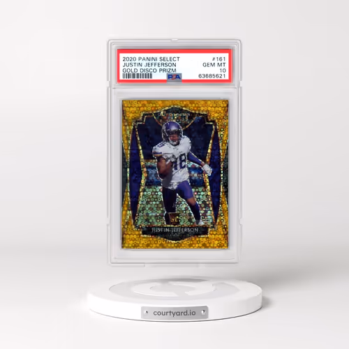 2020 Panini Select #161 Justin Jefferson - Gold Disco Prizm (PSA 10 GEM MINT)
