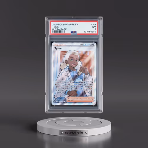 2025 Pokémon Pre EN-Prismatic Evolutions #143 Tyme - Ultra Rare (PSA 7 NM)