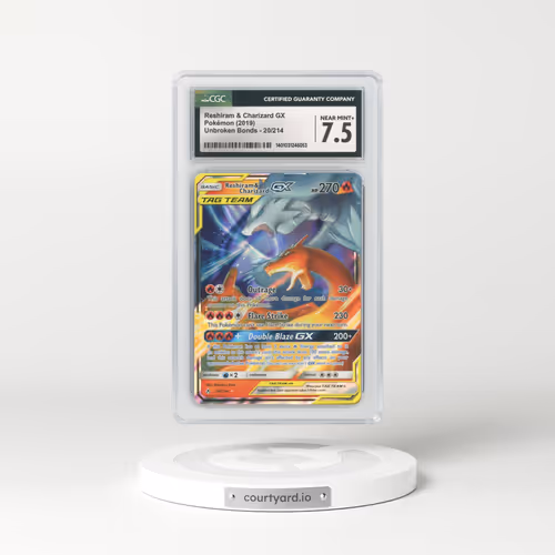 2019 Unbroken Bonds #20 Reshiram & Charizard GX - Full Art Holo (CGC 7.5 NM+)