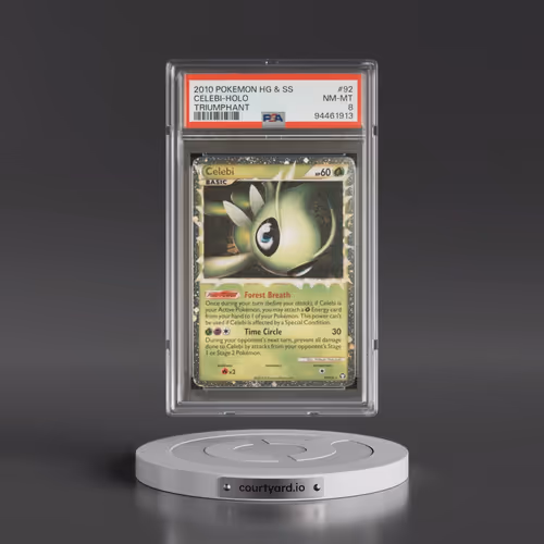 2010 Pokémon Heartgold & Soulsilver Triumphant #92 Celebi - Holo (PSA 8 NM-MT)