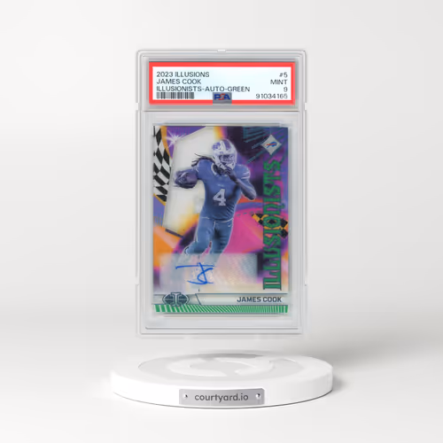 2023 Panini Illusions Illusionists #5 James Cook - Autograph-Green (PSA 9 MINT)