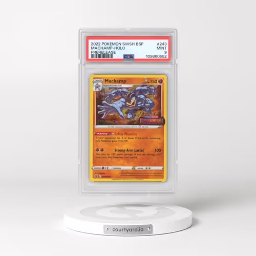2022 Pokémon Swsh Black Star Promo #243 Machamp - Holo Prerelease (PSA 9 MINT)