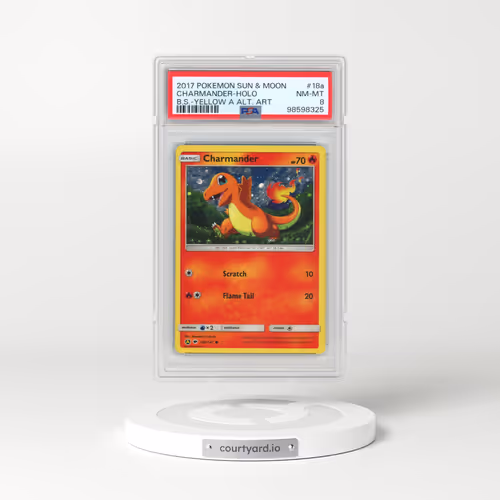 2017 Pokémon Sun & Moon Burning Shadows #18a Charmander - Holo Yellow A Alternate Art Charmander Sidekick Coll. (PSA 8 NM-MT)