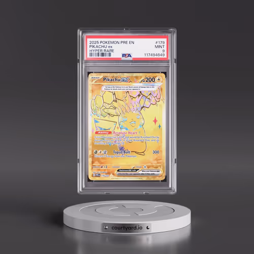 2025 Pokémon Pre EN-Prismatic Evolutions #179 Pikachu EX - Holo Hyper Rare (PSA 9 MINT)
