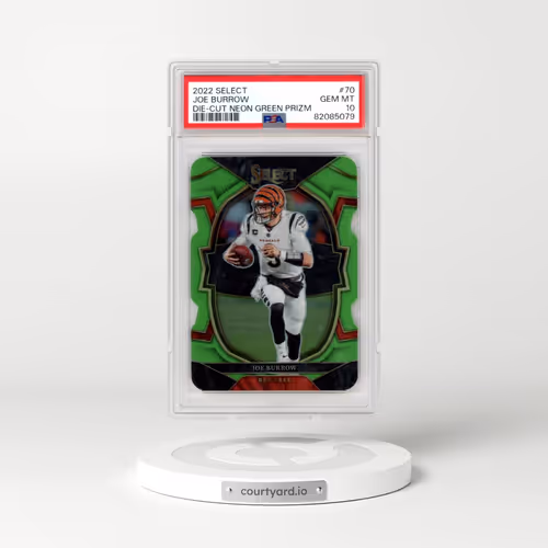 2022 Panini Select #70 Joe Burrow - Die-Cut Neon Green Prizm (PSA 10 GEM MINT)