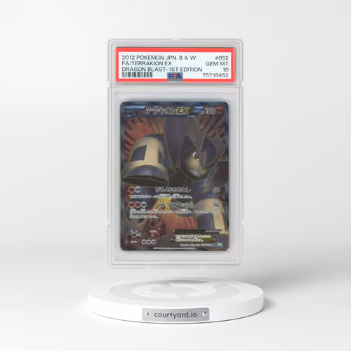 2012 Pokémon Black & White Dragon Blast #052 Terrakion EX - 1st Edition Holo Full Art (PSA 10 GEM MI
