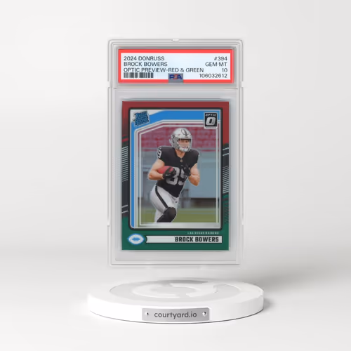 2024 Panini Donruss #394 Brock Bowers - Optic Preview-Red & Green (PSA 10 GEM MINT)