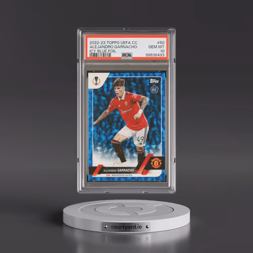 2022 Topps UEFA Club Competitions #50 Alejandro Garnacho - Icy Blue Foil (PSA 10 GEM MINT)