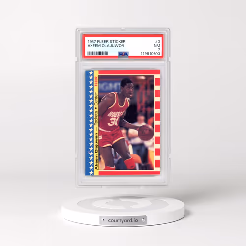 1987 Fleer Sticker #3 Akeem Olajuwon (PSA 7 NM)