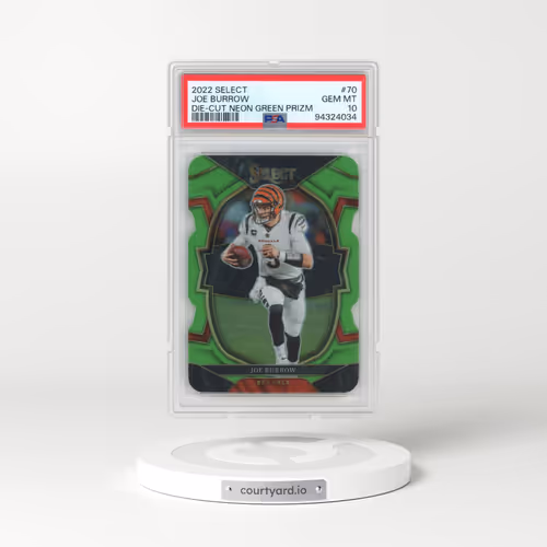 2022 Panini Select #70 Joe Burrow - Die-Cut Neon Green Prizm (PSA 10 GEM MINT)